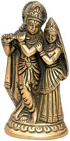 Radha Krishna Indian Religious Handmade Brass Sculpture