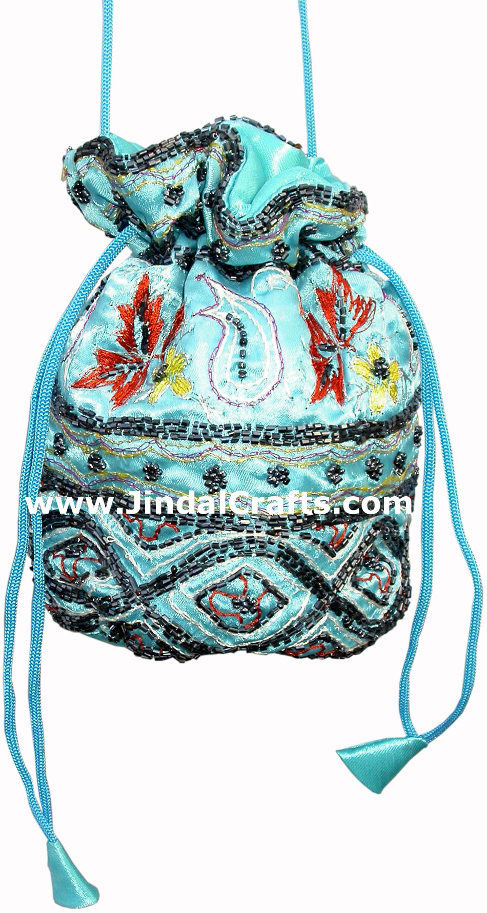 Hand Embroidered Beaded Traditional Shoulder Purse Potli from India