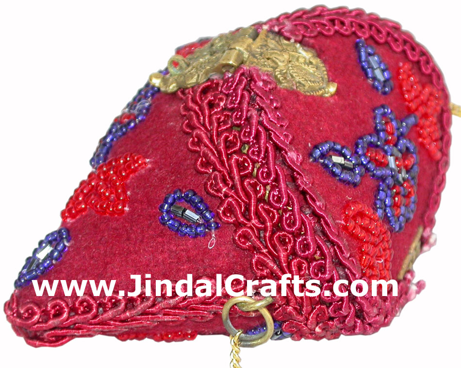 Hand Made Lac Mirror Beaded Traditional Chain Small Metal Purse from India
