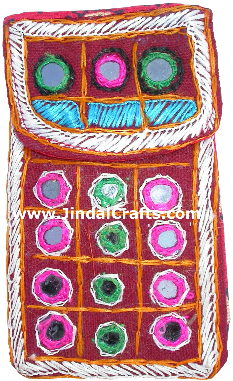 Cell Phone Bag Mirror Work Hand Embroidered India Arts