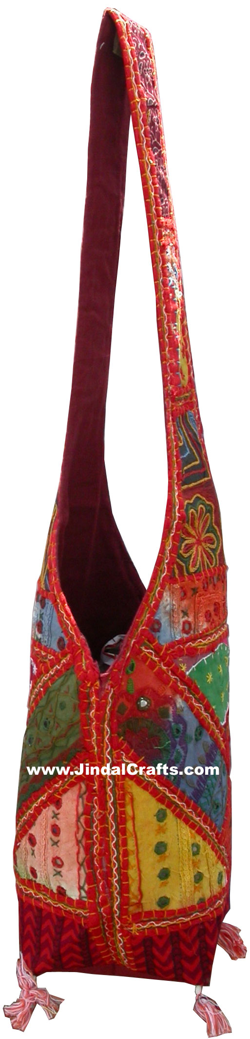 Colourful Hand Embroidered Patch Handbag from India 100 % Cotton Fabric Art