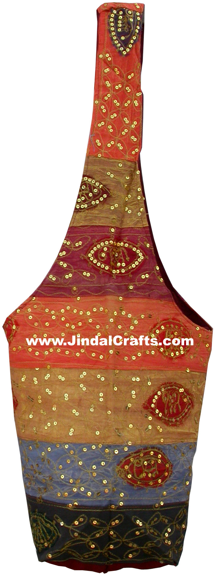 Colourful Hand Embroidered Sequin Handbag from India 100 % Cotton Fabric Art