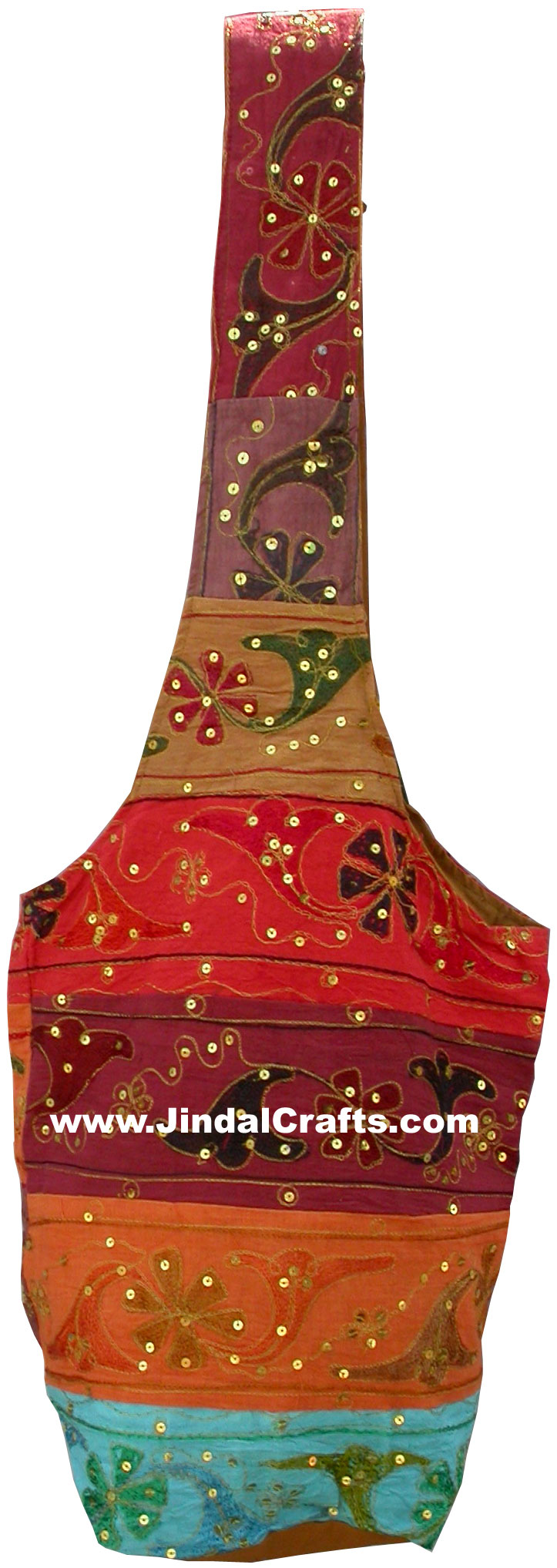 Colourful Hand Embroidered Sequin Handbag from India 100 % Cotton Fabric Art
