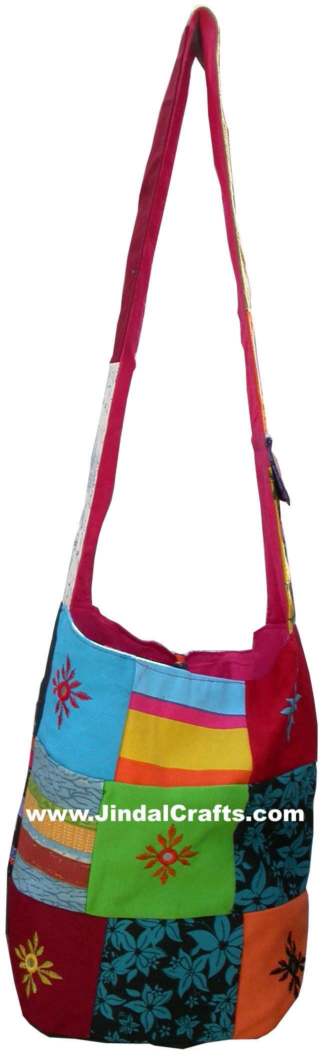 Colourful Hand Embroidered Beach Handbag from India 100 % Cotton Fabric Art