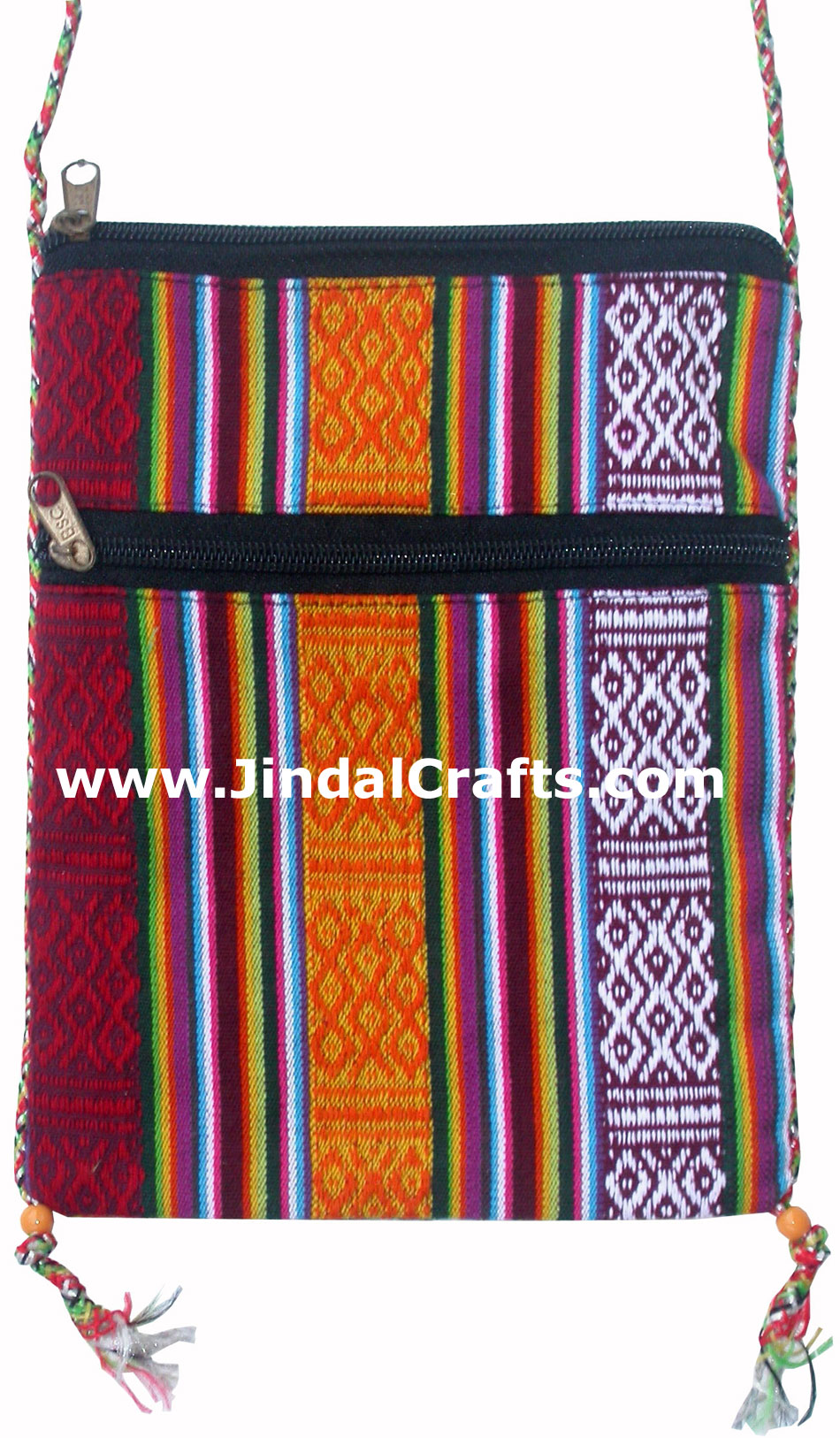 Hand Made Cotton Fabric Traditional Shoulder Passport Handbag from India