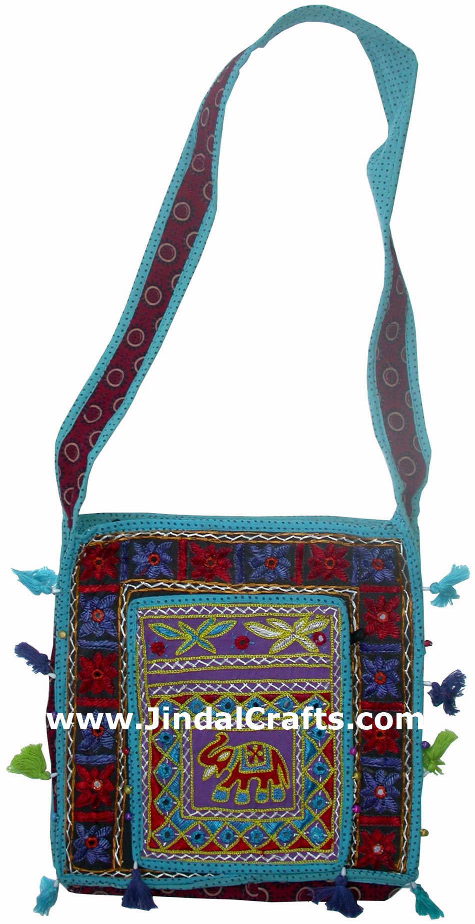 Handmade Colourful Traditional Shoulder Cotton Fabric Handbag from India