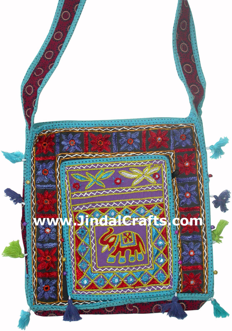 Handmade Colourful Traditional Shoulder Cotton Fabric Handbag from India