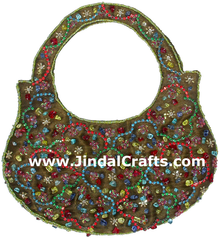 Hand Embroidered Designer Pattern Beaded Purse Gift Art
