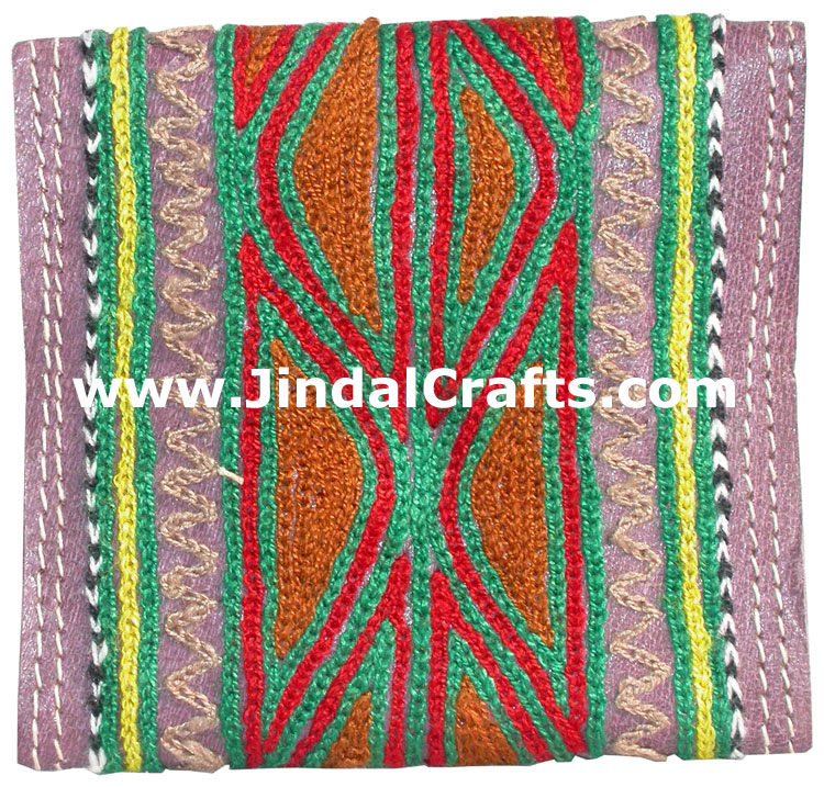 Hand Embroidered Camel Leather Purse India Traditional