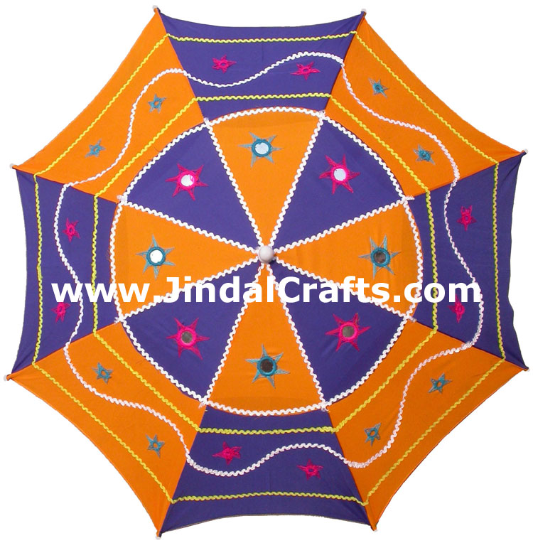 Colorful Embroidery Traditional Sun Umbrella India Applique Art Handmade Crafts