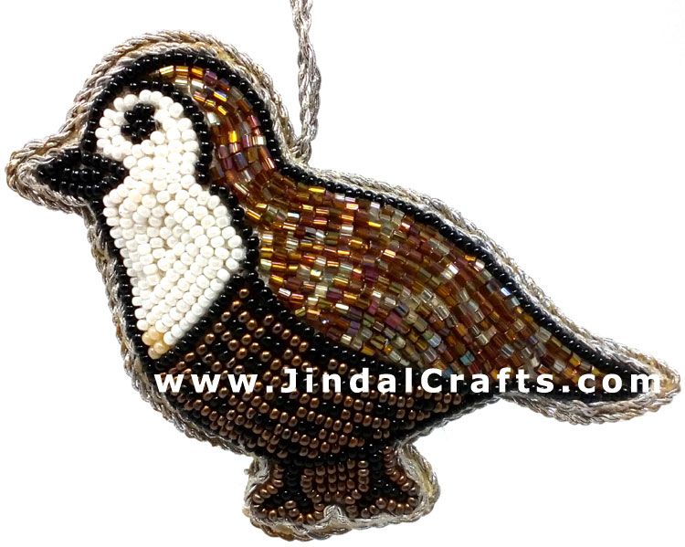 Handmade Embroidered Beaded Hanging Christmas Xmas Ornaments Sparrow India Craft
