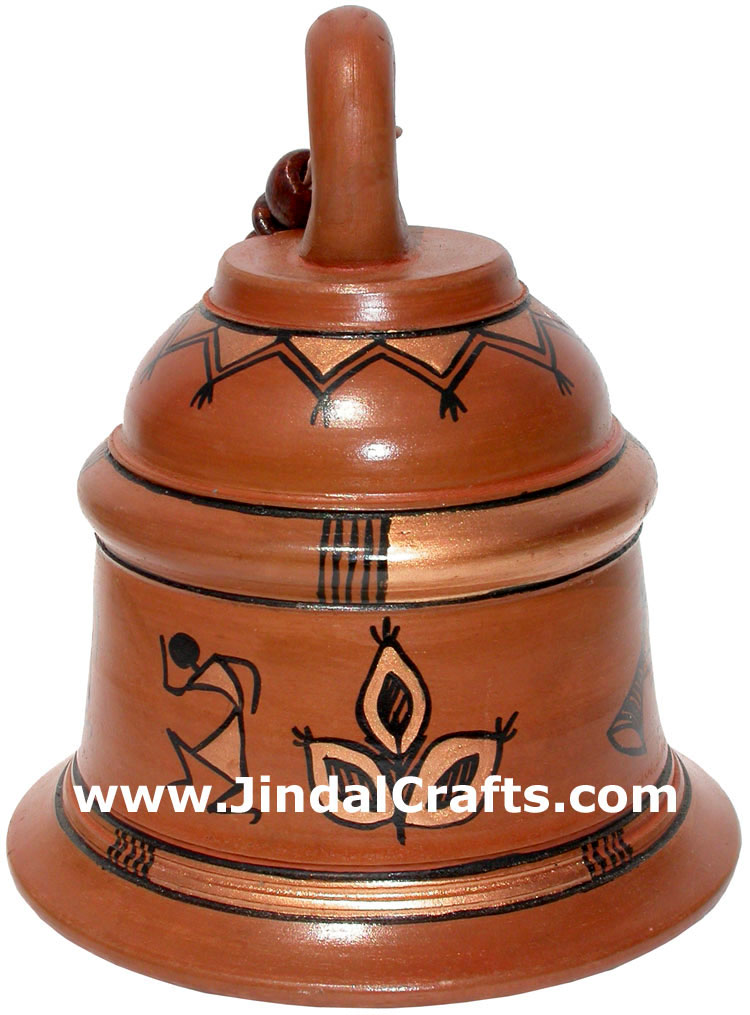 Terracotta Bell - Hand made Warli Painting Traditional