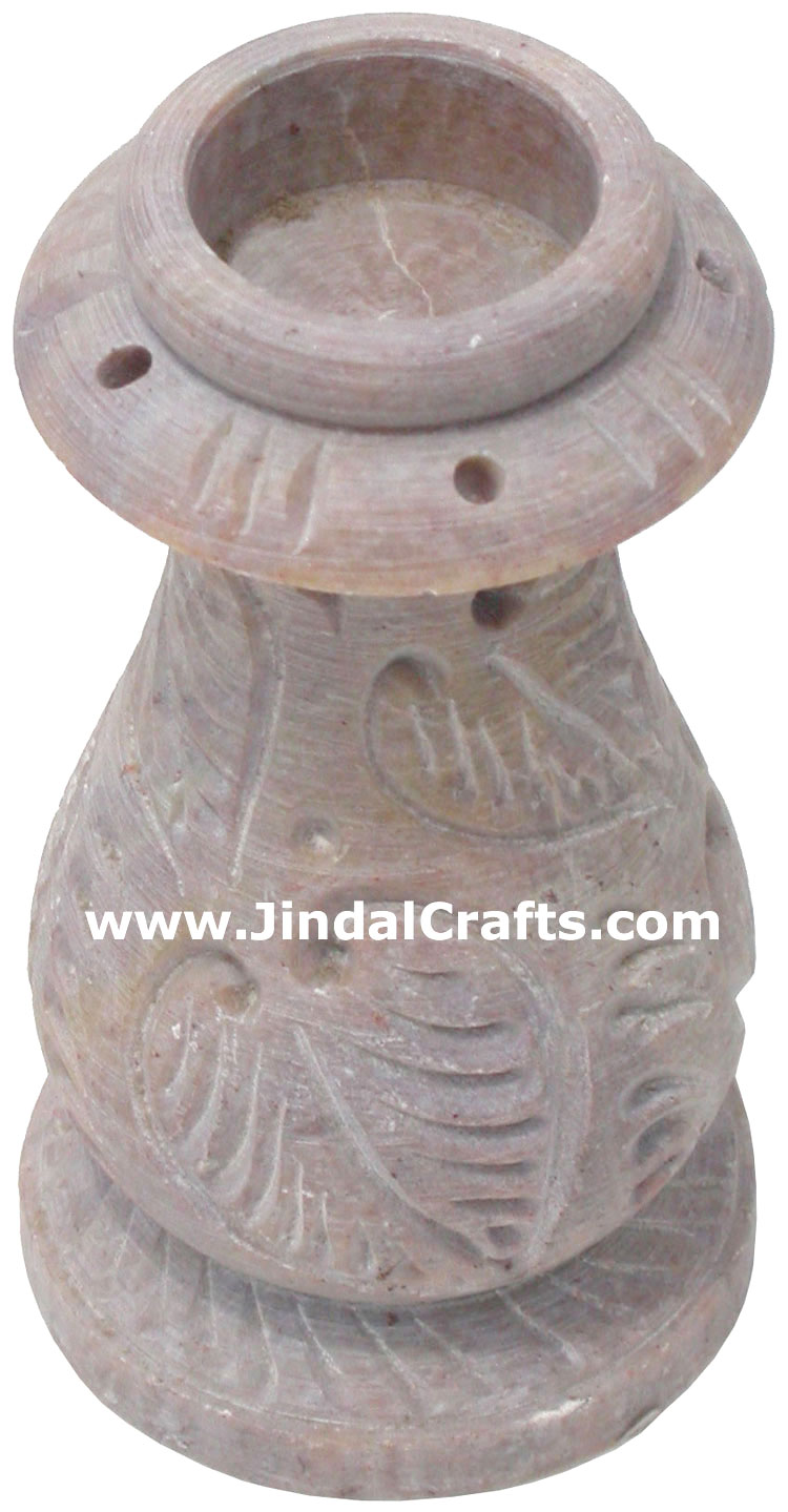 Soapstone Candle Stand Indian Marble Carving Handicraft