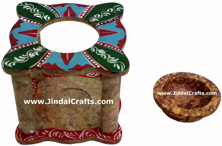 Hand Made Hand Painted Stone Oil Burner Indian Handicrafts Aroma Artifact Crafts