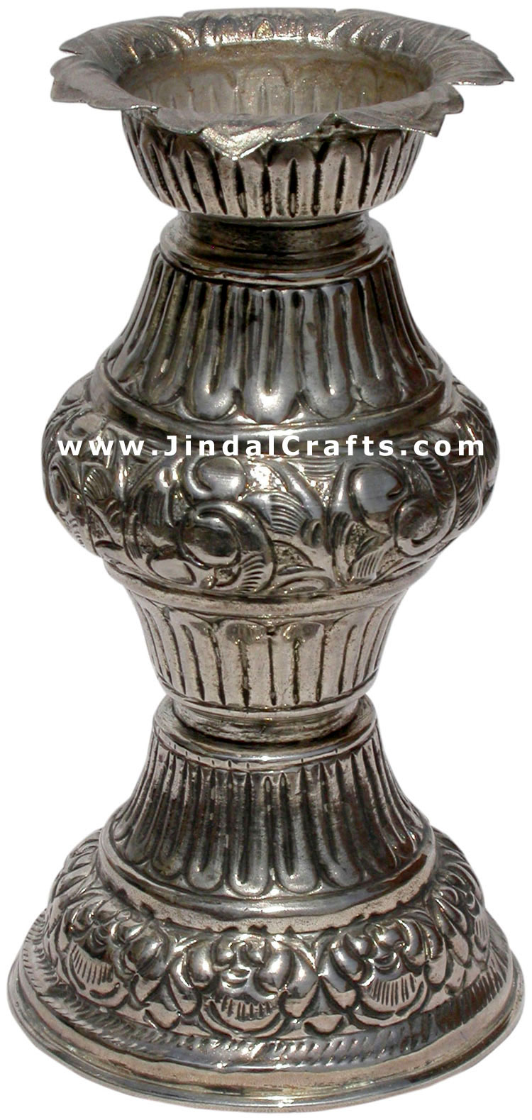 Candle Holder - Hand Carved Silver Plated Traditional