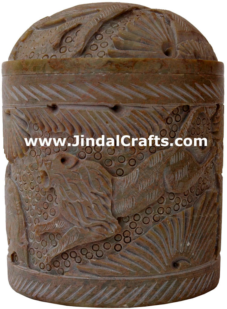 Hand Carved Stone Made Decorative Box Indian Art