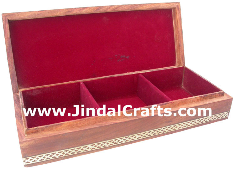 Hand Carved wood and Gemstone Dust Painting Box India