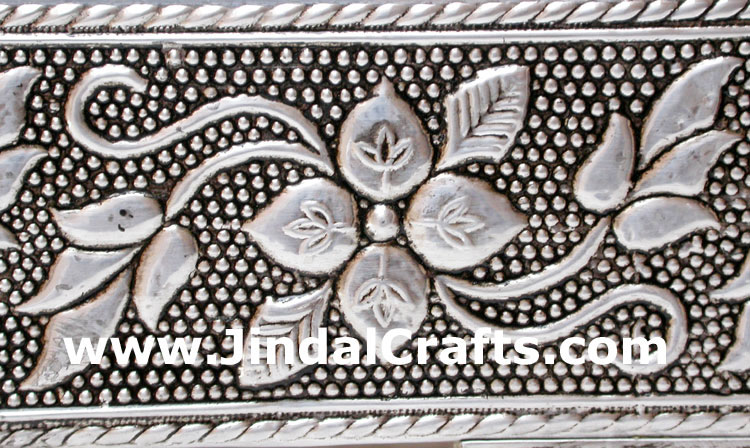 Jewelry Box - Hand Carved Wooden and Embossed Metal Art