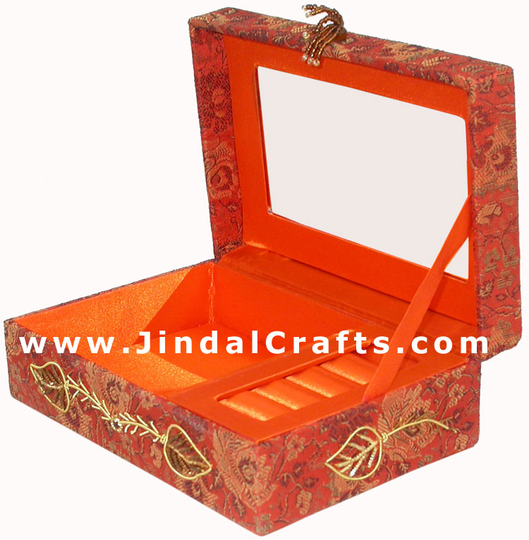 Hand Embroidered Beaded Jari Zari Jewelry Box from India