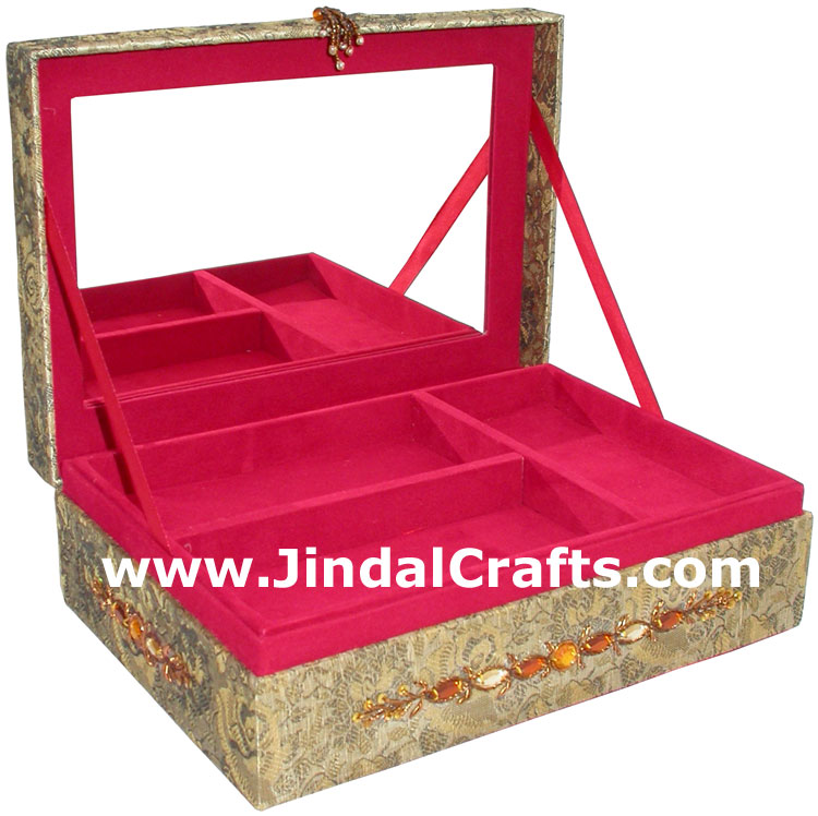 Hand Embroidered Designer Jewelry Box Beaded Zari Indian Art Novica Gaiam Gift