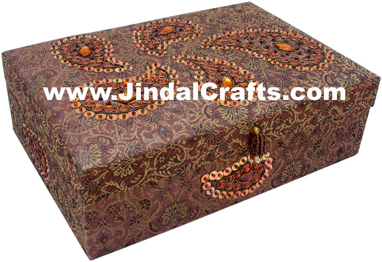 Colourful Hand Embroidered Designer Jewellery Box Indian Handicrafts Gifts Craft