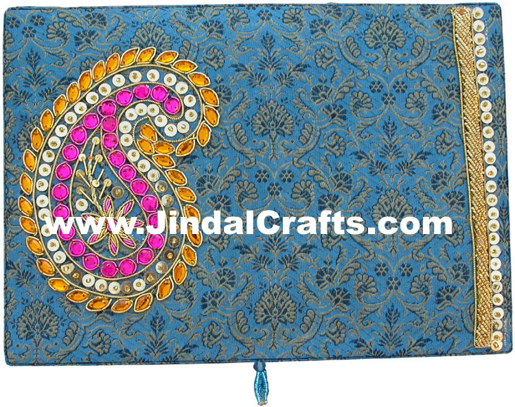 Colourful Hand Embroidered Designer Jewellery Box Indian Handicrafts Jari Gifts