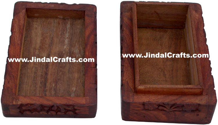 Handmade Wooden Carving Brass Inlay Box Indian Handicrafts Arts Crafts Gifts