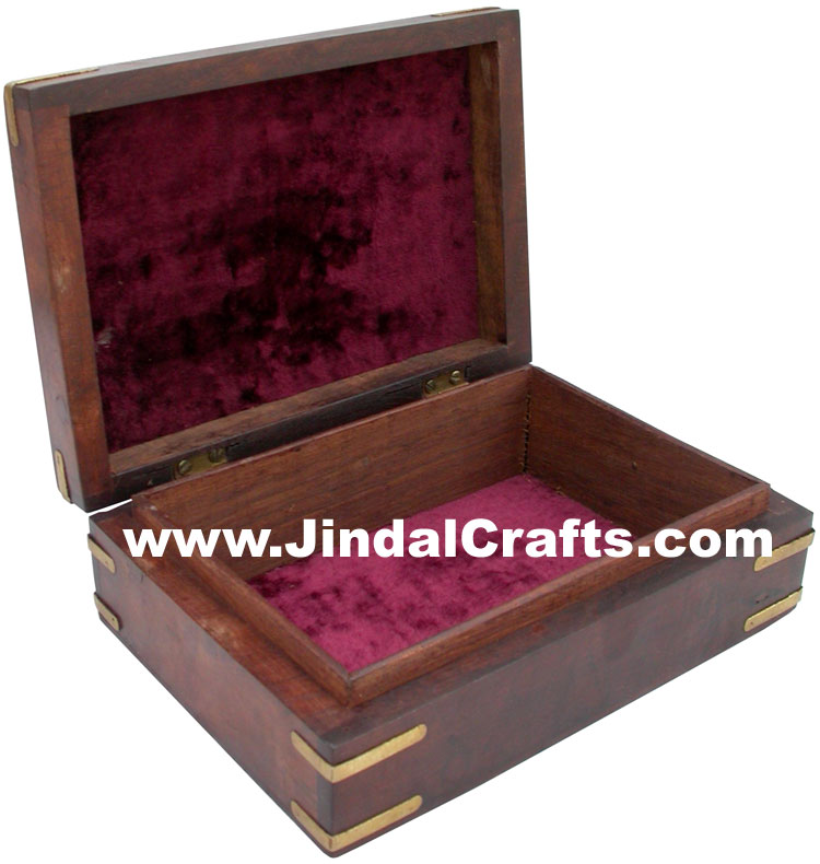 Handmade Wooden Brass Inlay Box Indian Handicrafts Arts Crafts Gift Souvenir