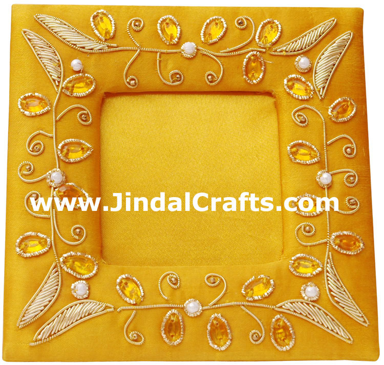 Hand Made Beaded and Embroidered Photo Frame India Art