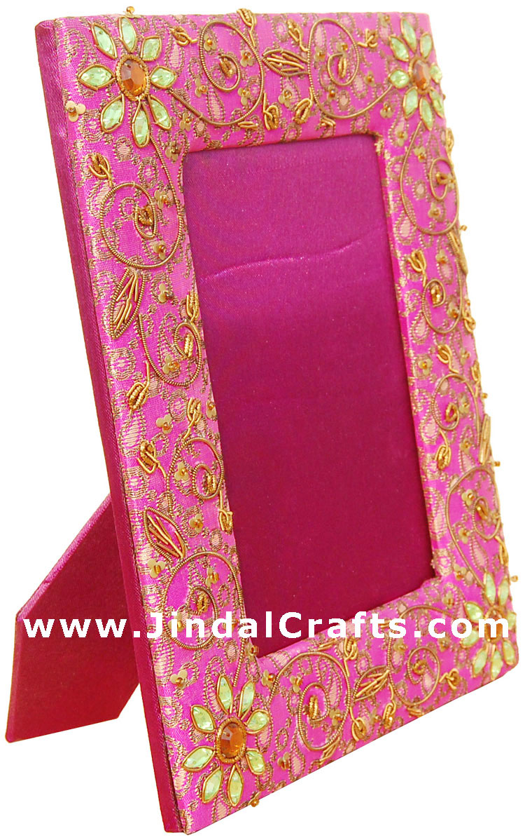 Hand Made Beaded and Embroidered Photo Frame India Art