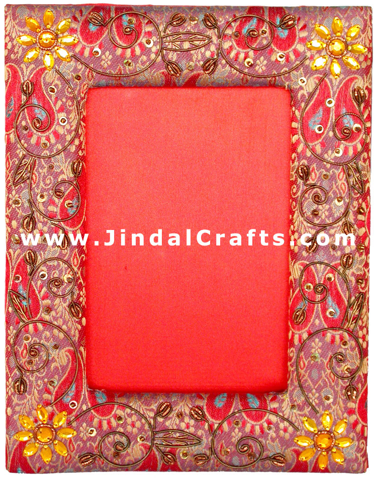 Photo Frame - Hand Embroidered Beaded Jari Zari Work Handicrafts Gifts Souvenirs
