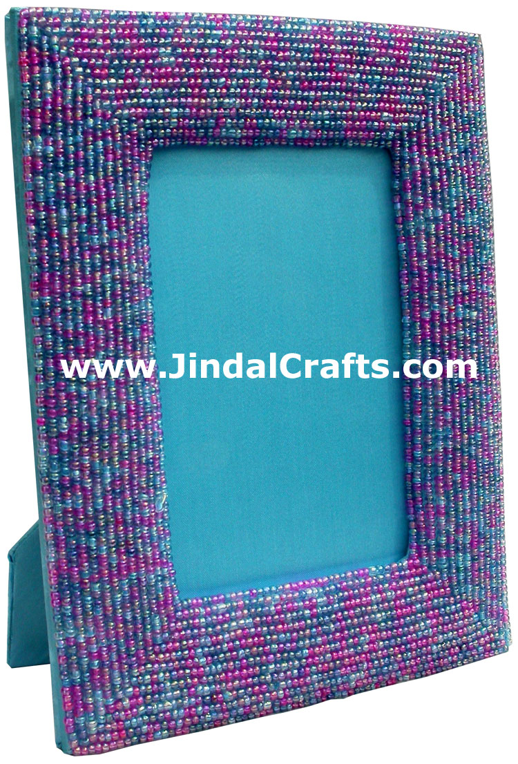 Hand Embroidered Beaded Photo Picture Frame India Arts Home Decor Table Top Gift