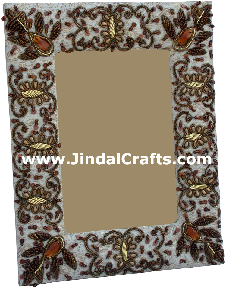 Photo Frame Beaded Hand Embroidered Jari Zari Craft Art