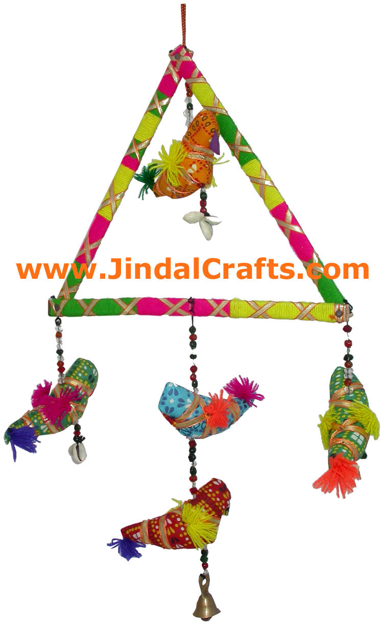 Handmade Traditional Five Birds Triangle Hanging Indian