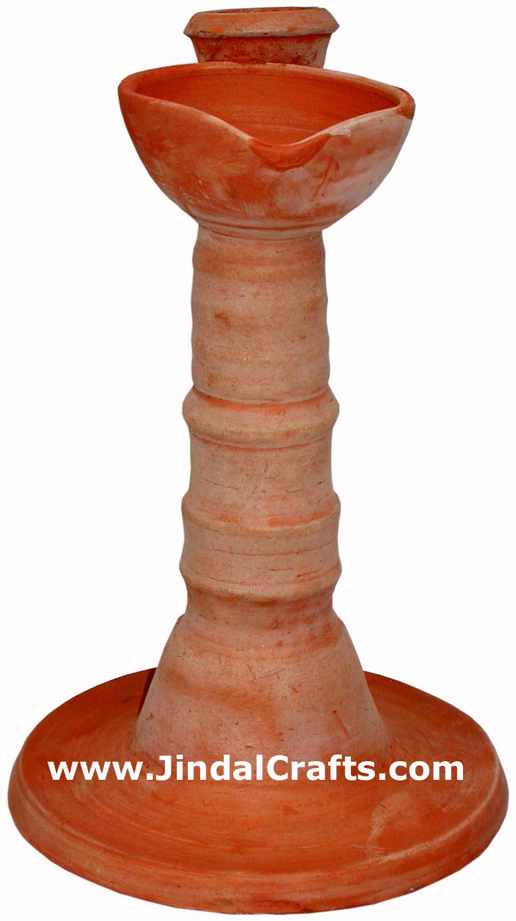 Hand Made Terracotta Oil Lamp Candle Holder Indian Tribal Artifact Handicrafts