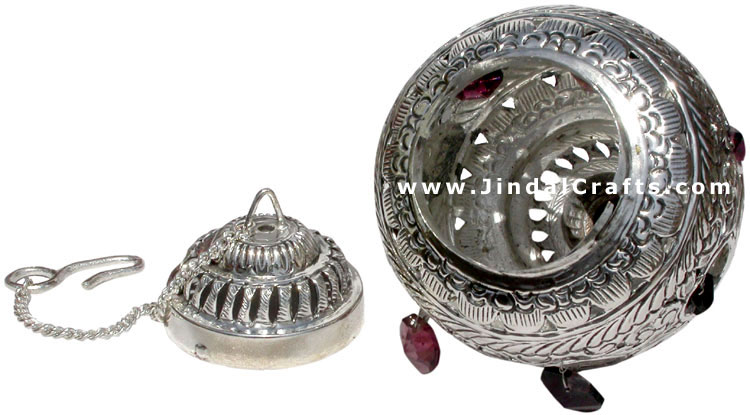 Hand Carved Silver Plated Traditional Lampshade India
