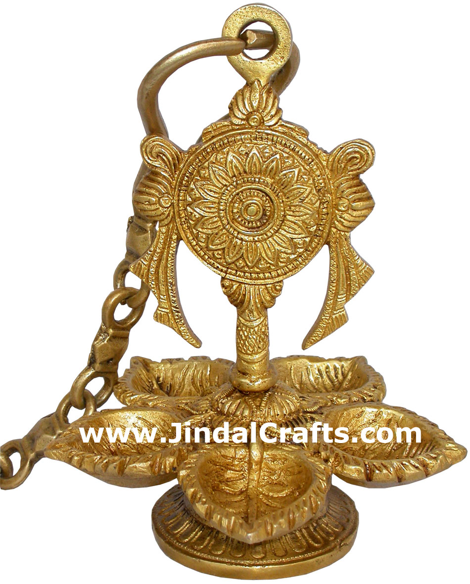 Brass Hanging Lamp - Indian Rich Traditional Handicrafts Crafts Art Diwali Gift