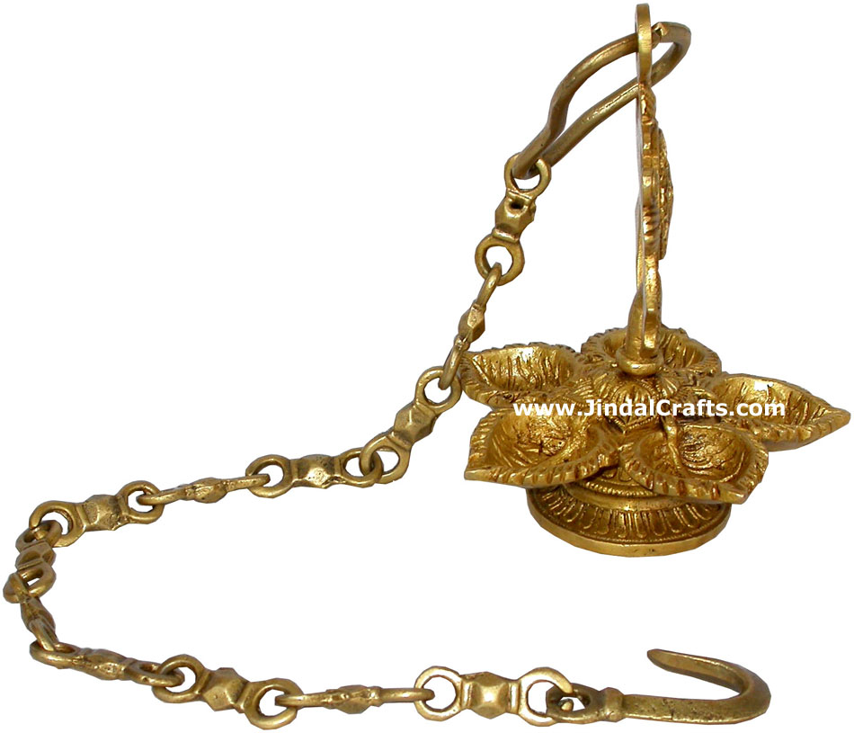 Brass Hanging Lamp - Indian Rich Traditional Handicrafts Crafts Art Diwali Gift