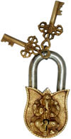 Handmade Brass Lock Hindu Religious Lord Ganesha Handicrafts India Art Crafts