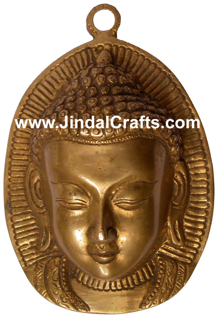 Handmade Brass Sculpture Buddha Mask India Art Wall Hanging Home Decor Crafts