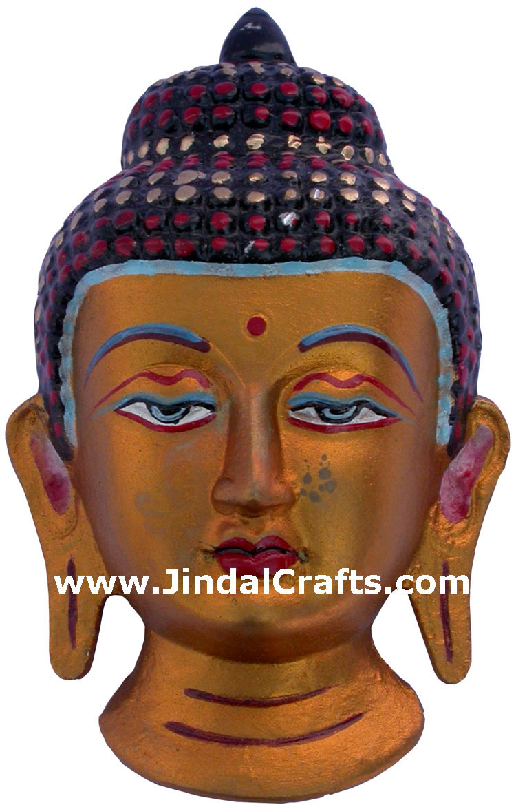 Metal Sculpture Colored Buddha Wall Hanging India Handicrafts Hand Painted Budh