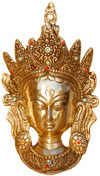 Goddess Tara Mask - Wall Decor Artifact from India Art