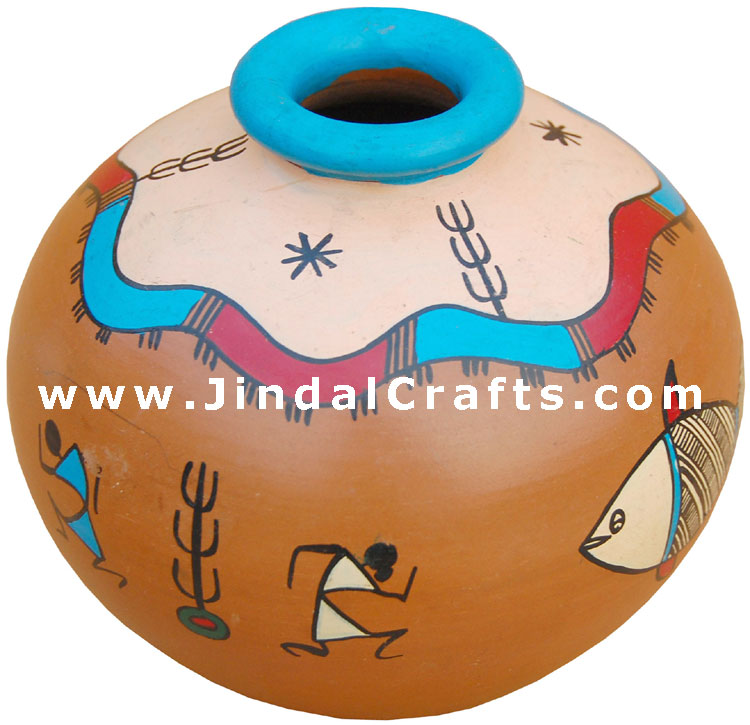 Vase Handmade Hand Painted Artifact from India Heritage