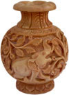 Hand Carved Wooden Decorative Vase India Fair Trade Art Jungle Elephant Decor