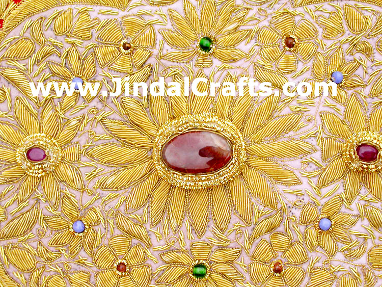 Hand Embroidered Zari Wall Hanging Indian Masterpiece