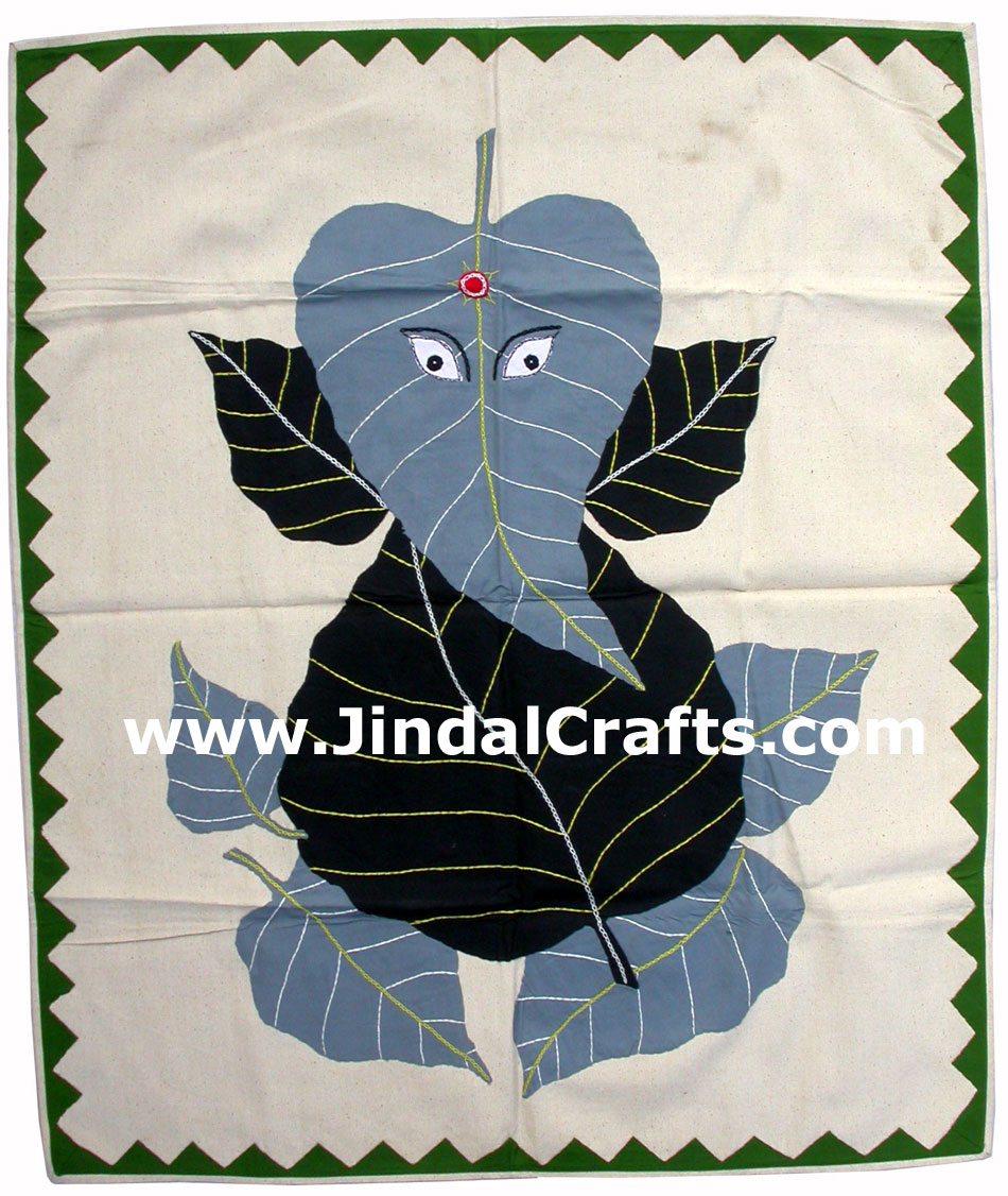 Applique Wall Ganesha Hanging - Indian Traditional Art Craft Handicraft Artifact
