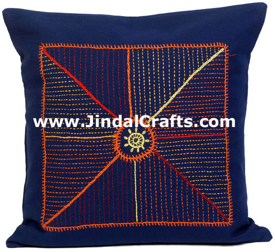 Hand Embroidered Designer Cushion Cover Indian Bedding