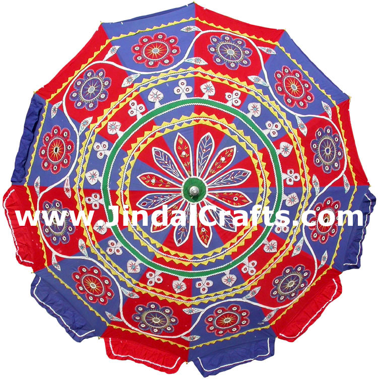 Embroidered Garden Umbrella - Cotton Made Indian Art