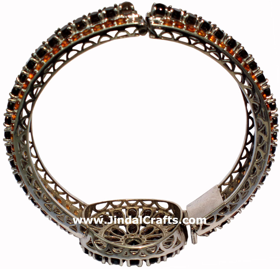 Silver & Semi Precious Stones Bracelet - Indian 925 Sterling Silver Jewelry Arts