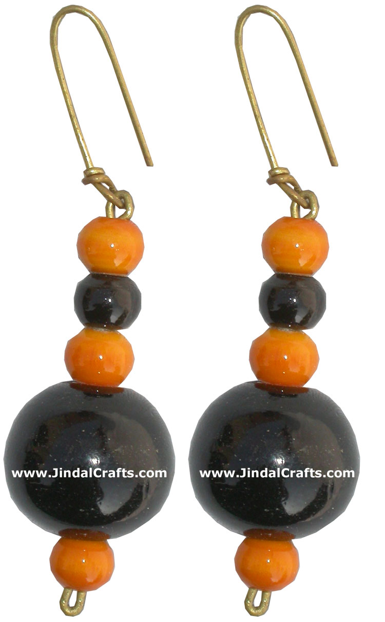 Hand Crafted Hand Painted Wooden Earrings India Arts